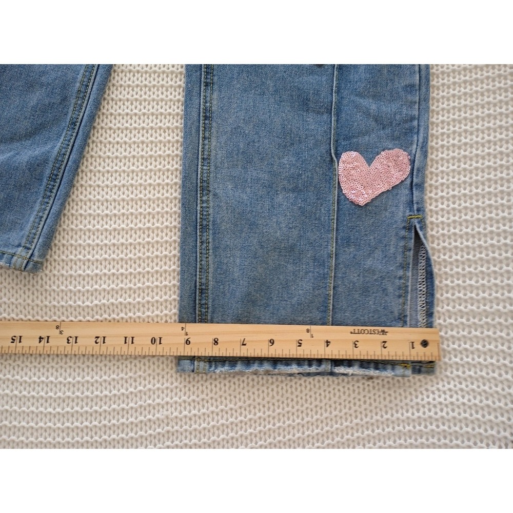 CIDER PINK Closet Sequin Heart Straight Leg Jeans High Rise Side Slit S 25x30 - Picture 7 of 10
